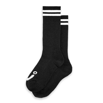 Polar Skate Co Rib Socks Long Happy Sad Black / White